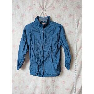 L Vintage 90s Tudor Court Slate Blue Nylon Shell Windbreaker Jacket A312